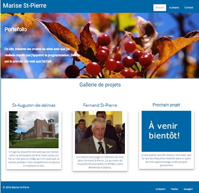 Capture d'écran du site web portefolio de Marise St-Pierre